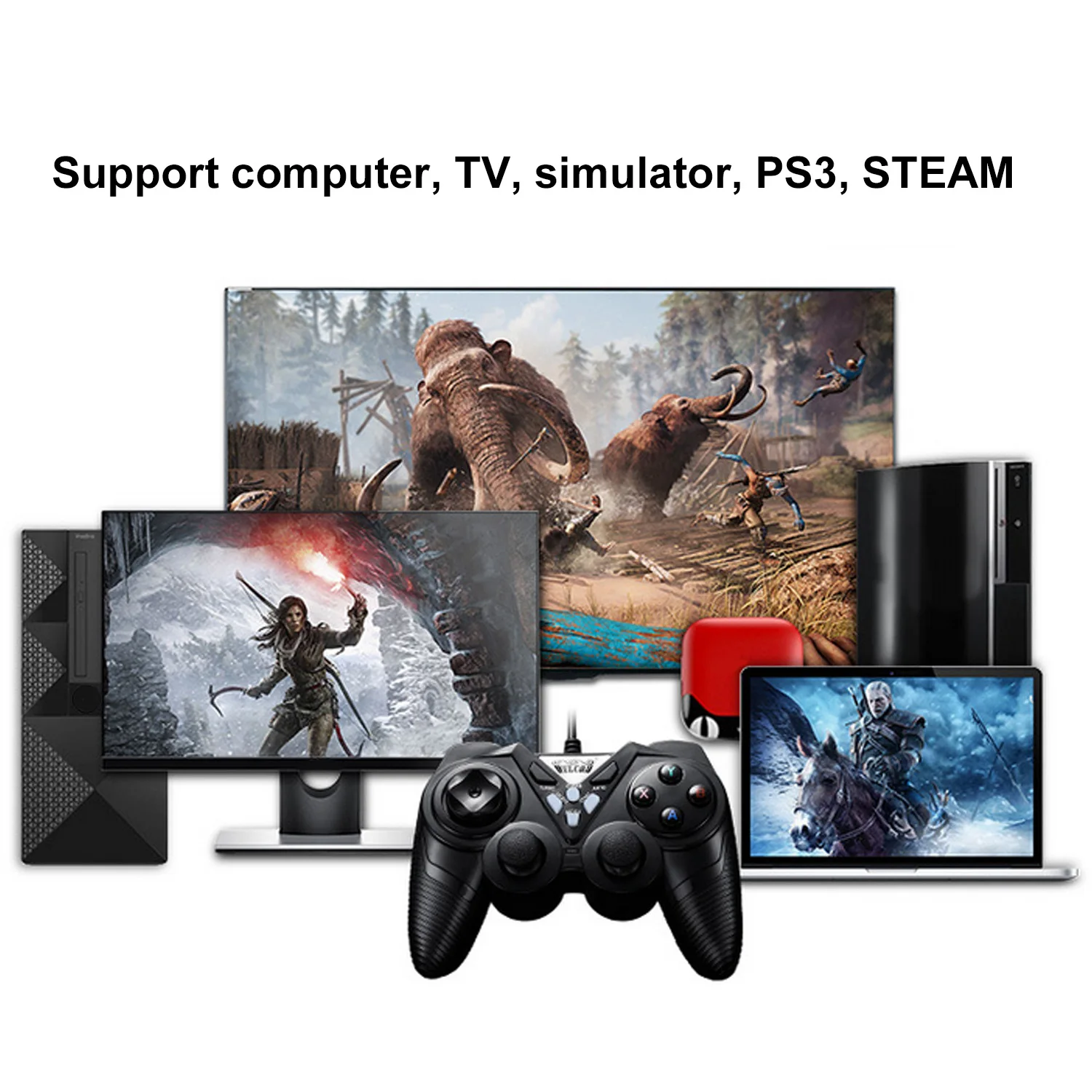 Bevigac Проводная, USB, игровая контроллер, джойстик, геймпад с двойной вибрацией для PS3 Welcom WE-8600 tv Box паровой ПК Windows ноутбук