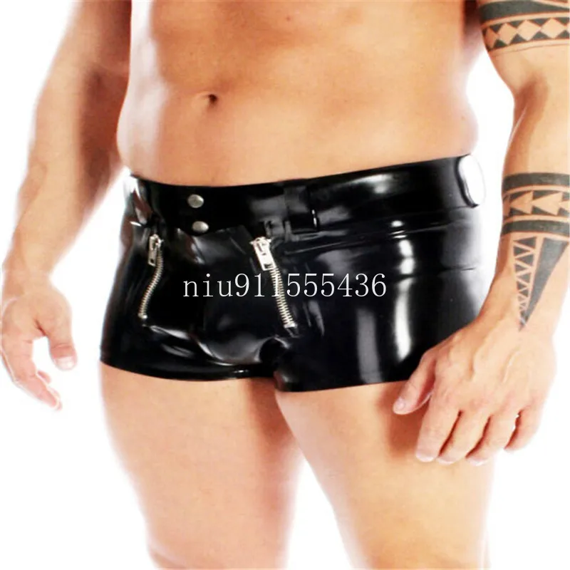 

New Fetish Latex MenTight Short Pants Front Flat Codpiece Customized gay fetish Men latex Sexy Latex Brief