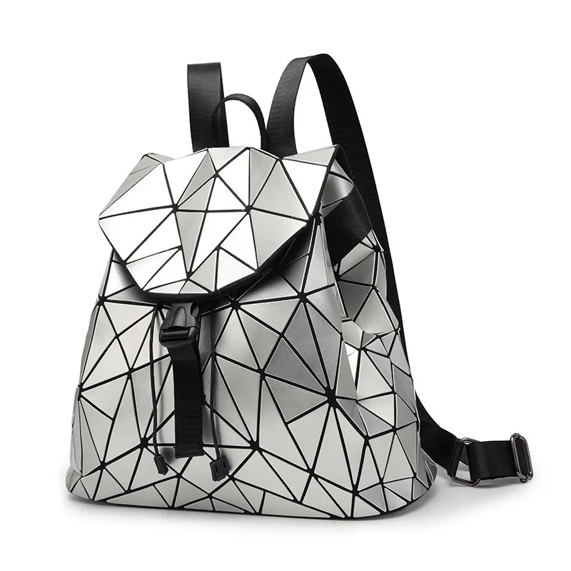 Mochila con lentejuelas triangulares geométricas irregulares para mujer, morral femenino a la moda, con espalda ruggzak