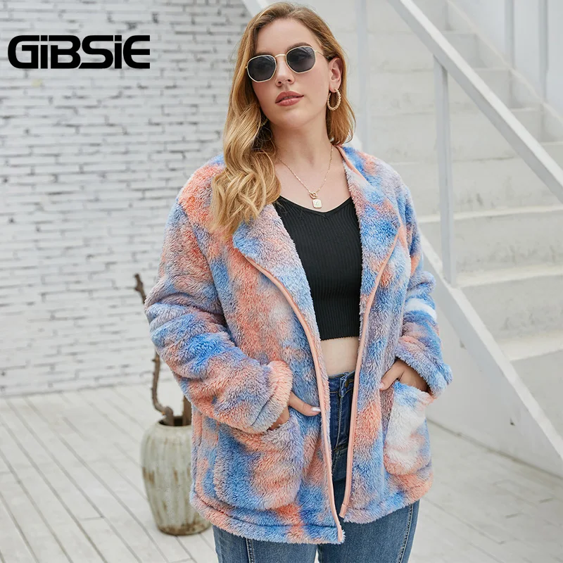 Женская Шуба из искусственного меха GIBSIE осенне зимняя верхняя одежда с длинными