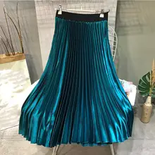 Двухслойная весенне-осенняя Женская юбка с высокой талией, длинная Плиссированная юбка
