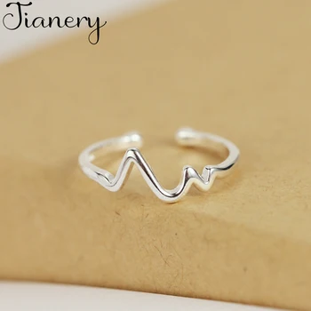 

JIANERY 2019 New Brand Jewelry 925 Sterling Silver Geometric Rings For Women Opening Finger Rings High Quality
