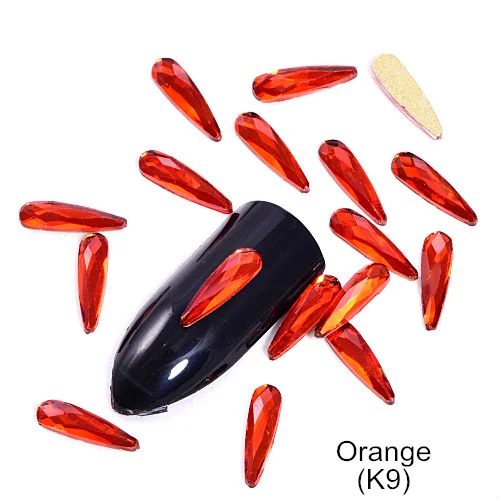 Orange 20 шт./пакет K9 красочные каплевидные ногтей стразы Б ез исправлений стразы плоские с оборота с блестками 3D нейл-арта украшения Y3676 - Цвет: Orange