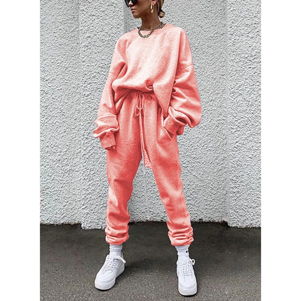 Hot Hip Hop 2pcs Set Top Long Pants Suit Women Solid Outfit Casual Oversize Tracksuit Thickened Hood Winter Cheap Unisex Clothes plus size dressy pant suits