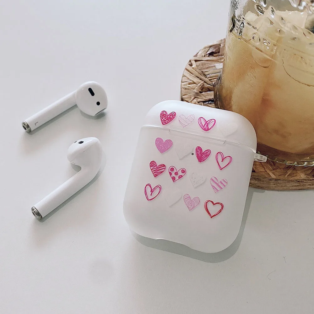 Jane Love Pink Hearts Earphone Cases For Airpods 2 1 Case Matte Clear Soft Ultra thin Headphone Cover For Airpods Pro 3 Coque