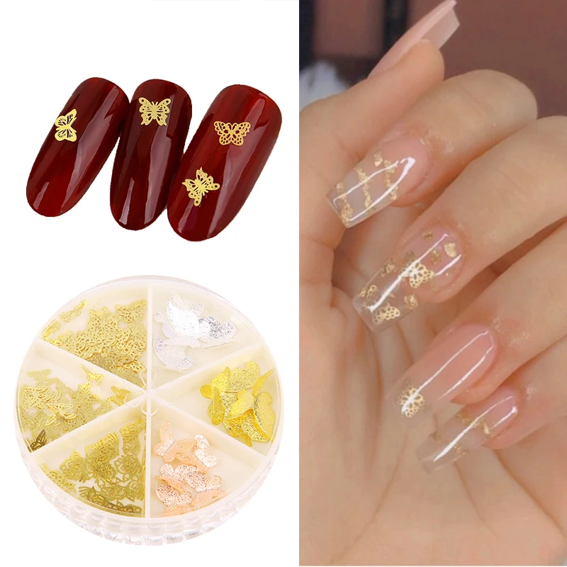 

Colorful Silver Gold Nail Sequins Metal Glitter Butterfly Holographic Flakes Charms DIY Tips 3D Nail Art Decorations Manicure