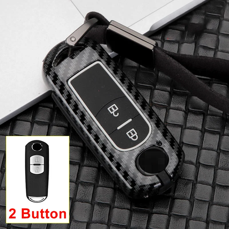2Button Carbon Black Цинковый сплав+ силикон автомобиль дистанционного ключа чехол КРЫШКА ДЛЯ Mazda 2 3 6 Demio CX-5 CX5 CX 5 CX-3 CX7 CX-9 MX5 Atenza Axela - Название цвета: 2Button Carbon Black