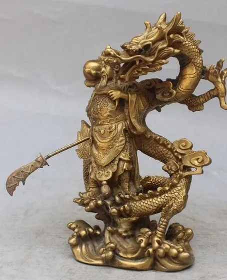 YM 308 Китайский Фэншуй guan Gong Yu Бог войны стойки пирожного в Статуэтка дракона