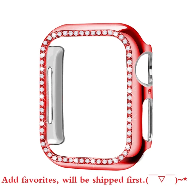 Diamond Bumper Protective Case for Apple Watch Cover Series 7 SE 65432 38MM 42MM For Iwatch 40mm 44mm Smart Bracelet Accessories Red
