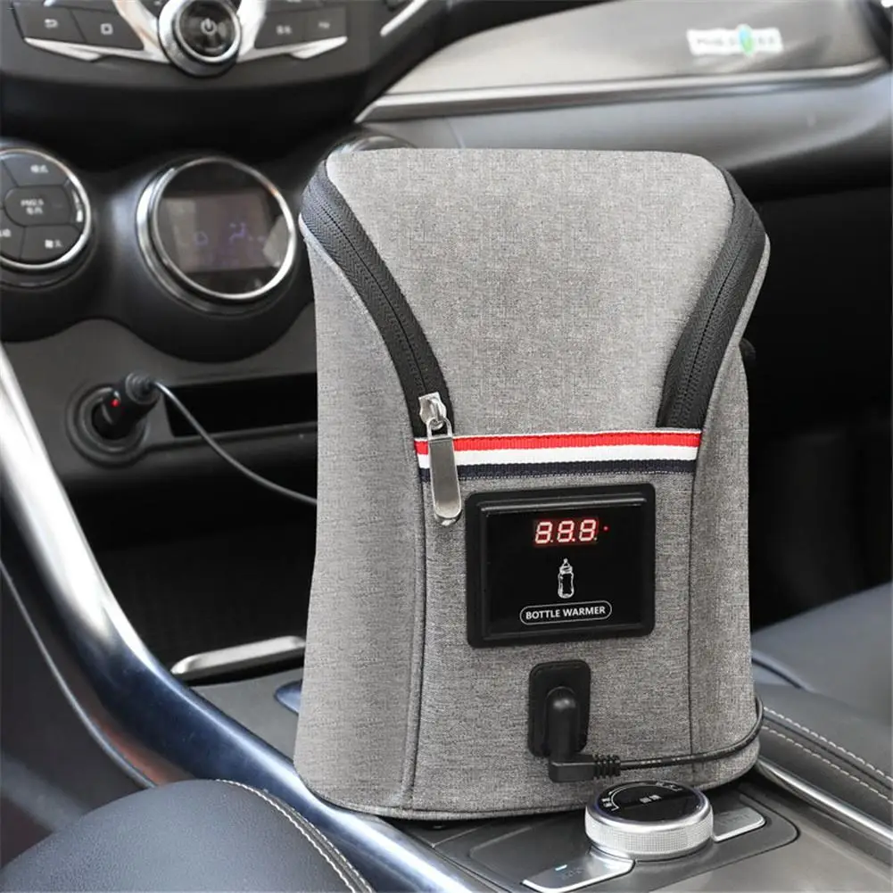 New 12V Car Charger Double Bottle Warm Milk Heater Portable Baby Infant Bottle Warmer Baby Nursing Bottle Insulated Storage Bag