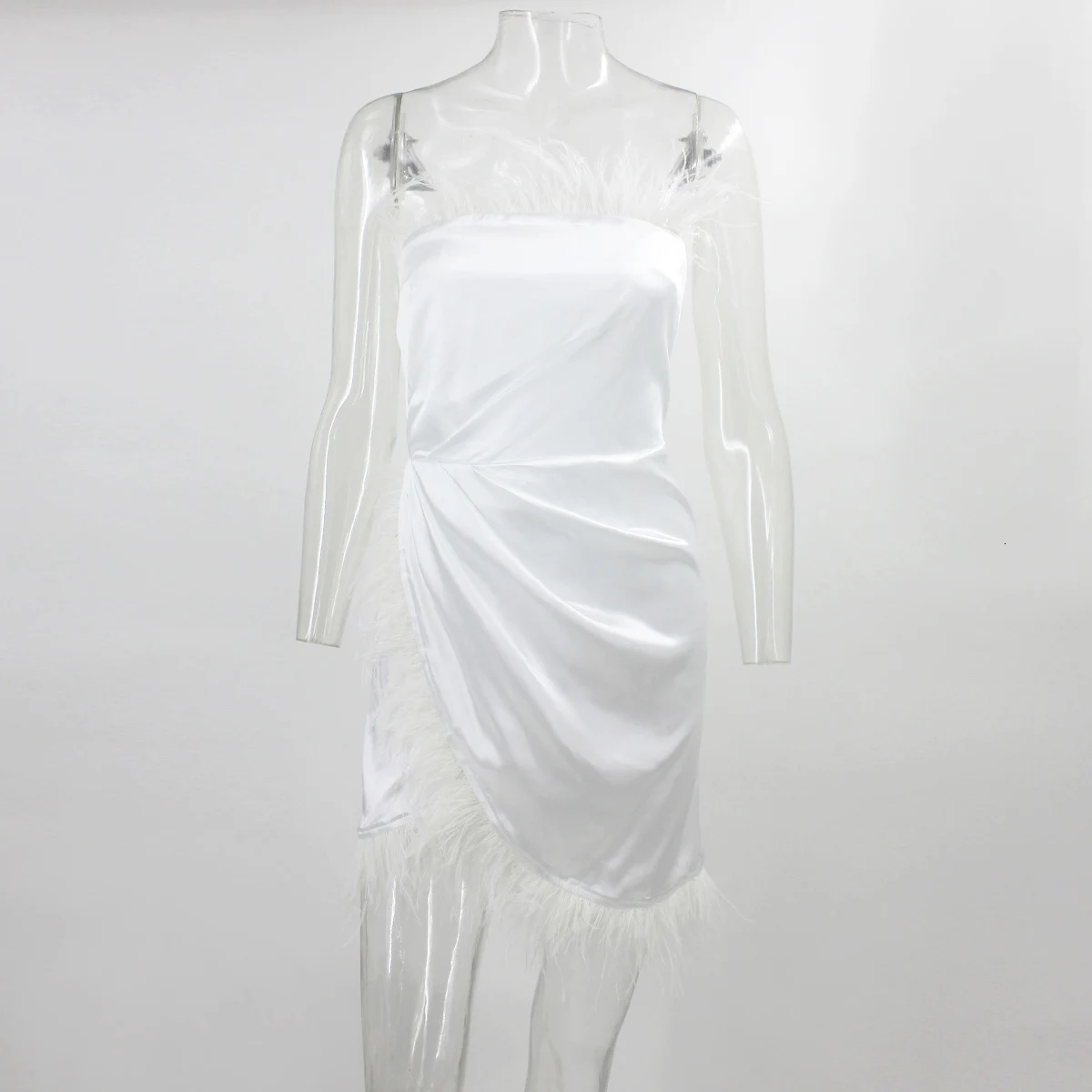 Joyfunear летние Перья Белый сексуальное платье Для женщин платье с открытой спиной и Платья для вечеринок блестящие Клубные элегантное мини-платье, Vestidos, одежда для детей