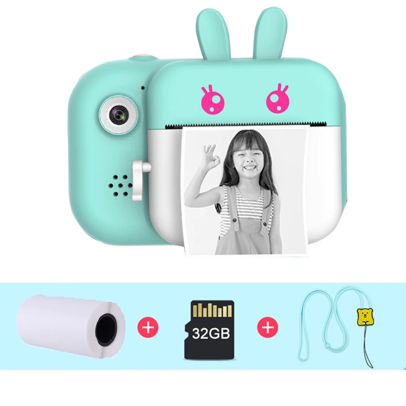 

Children Instant Print Camera For Kids 1080P HD Digital Camera Cartoon Photo Camera Toys Camera with Thermal Photo Paper TF Card