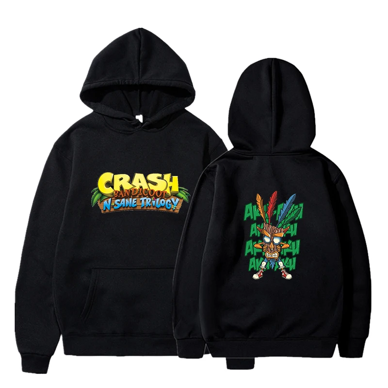2020 men's autumn and winter Crash Bandicoot printed long-sleeved round neck pullover loose youth trend hoodie 2020 men's autumn and winter Crash Bandicoot printed long-sleeved round neck pullover loose youth trend hoodie