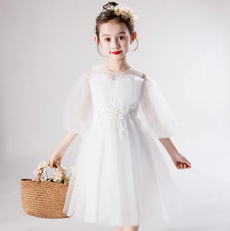 Платье с цветочным узором для девочек; бальное платье с бисером для девочек; торжественное платье; детское платье для сцены; 116