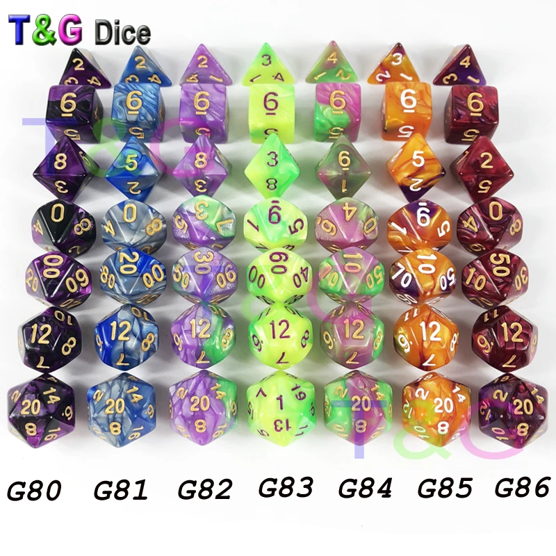 Высокое качество Мульти сторонний кубики 7 игральные кости набор для DnD RPG игры