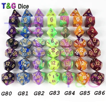 

High Quality Multi Sided Dices 7 Dice Set for D&D RPG Games Camping Travelling Kids Party Game As Gift Dungeons and Dragons