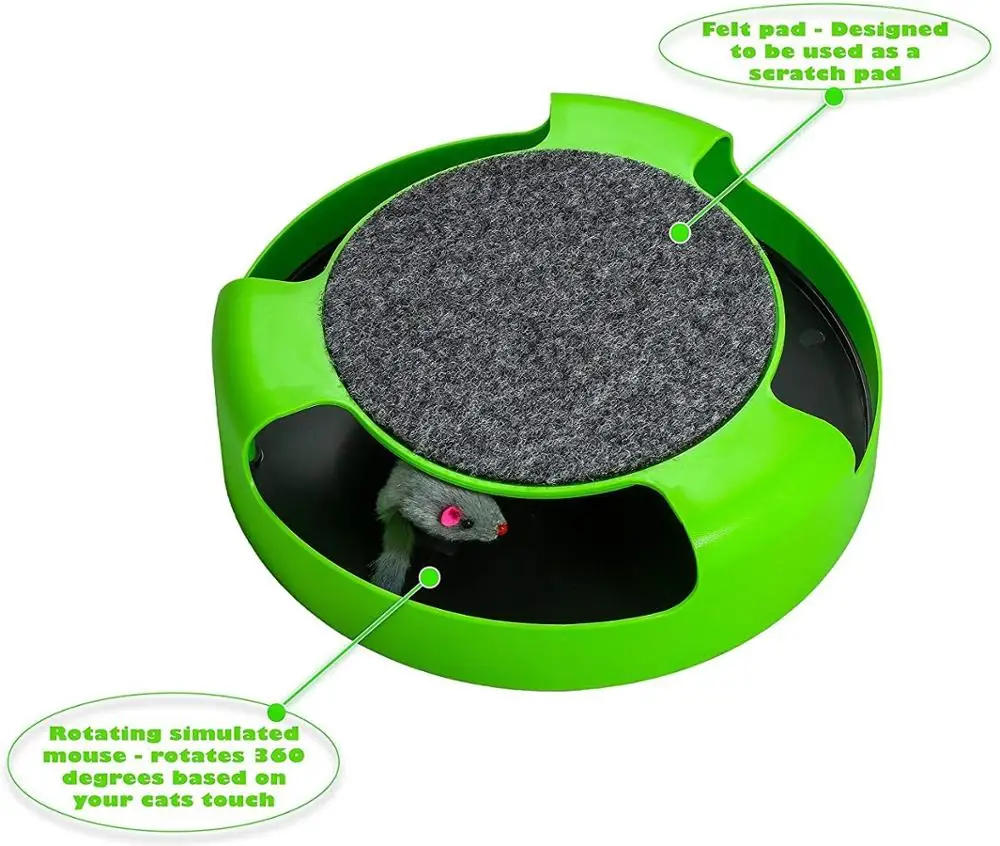 Cat Toys Interactive Plush Scratching Claw Mat With Rotating Running Mouse and A Two in One Scratching Pad Catch The Mouse