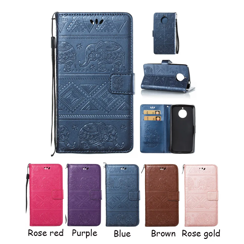 

For MOTO P30 E4 E5 PLUS Elephant Patterned Flip Wallet Stand Case Cover For MOTO X4 X 2017 Z3 G6 PLAY Wallet Magnetic Cover card