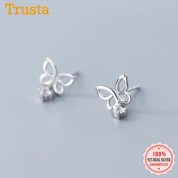 

Trustdavis 100% 925 Solid Real Sterling Sweet Cute Butterfly CZ Stud Earrings Gift For Women Girls Kids Lady Jewelry DA327