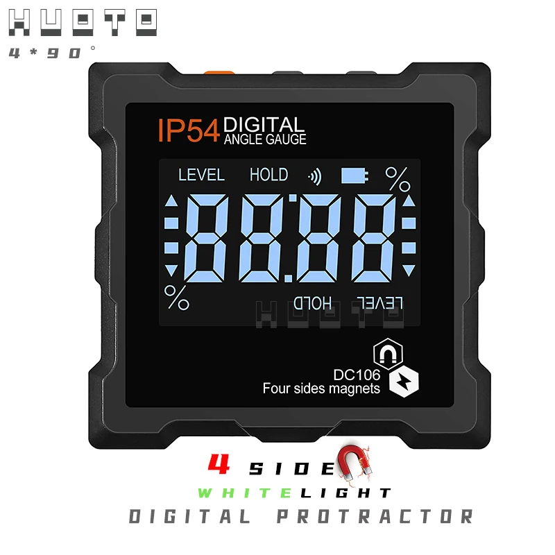 360 Degree Mini Digital Protractor Inclinometer Electronic Level Box Four Sides Strong Magnetic