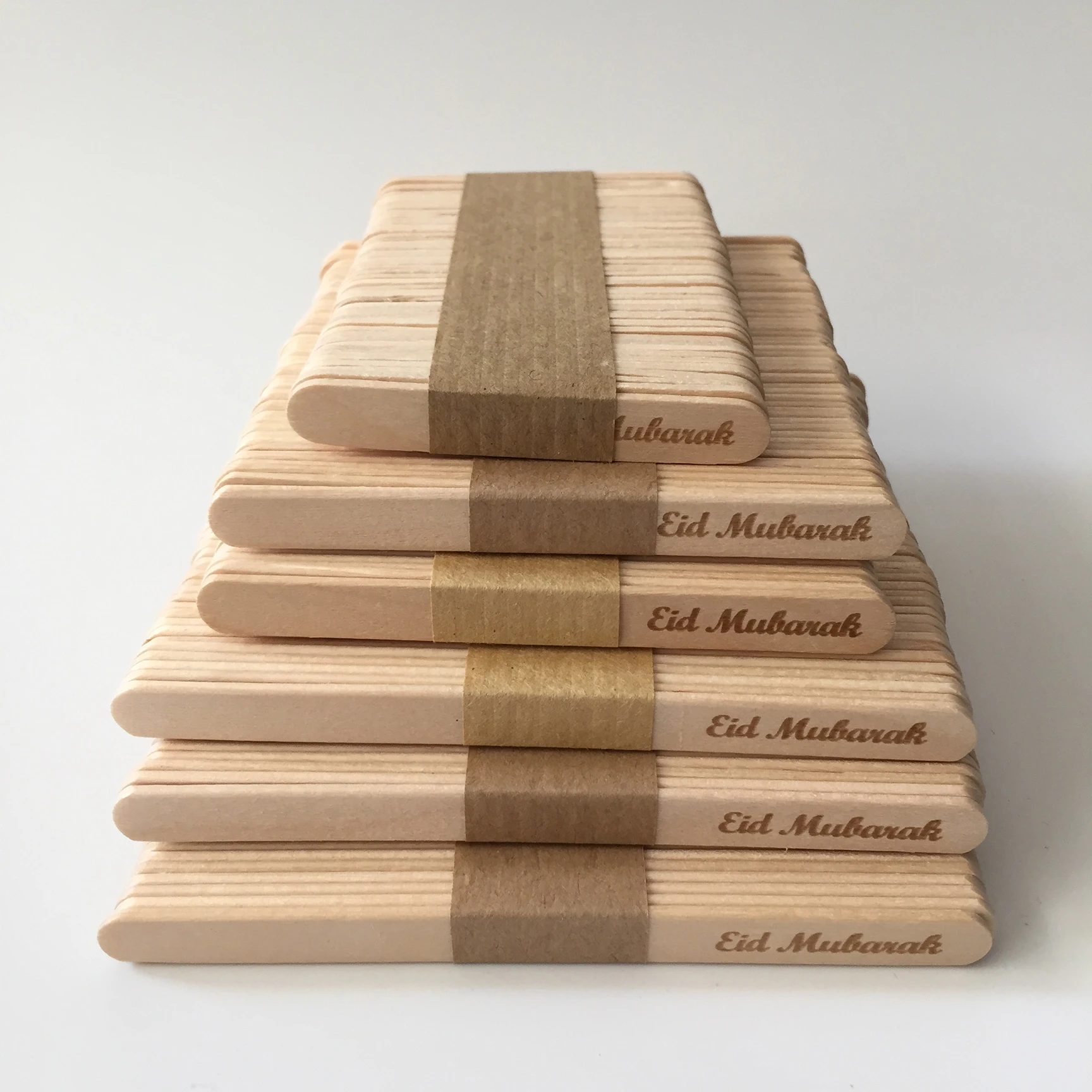 50pcs disposal lollipop sticks ice cream sticks Personalized Lollipop Sticks Eid Mubarak Wood Ice Cream Stick for Silicone Mold Party Event Cakesicle Popsicle Stick