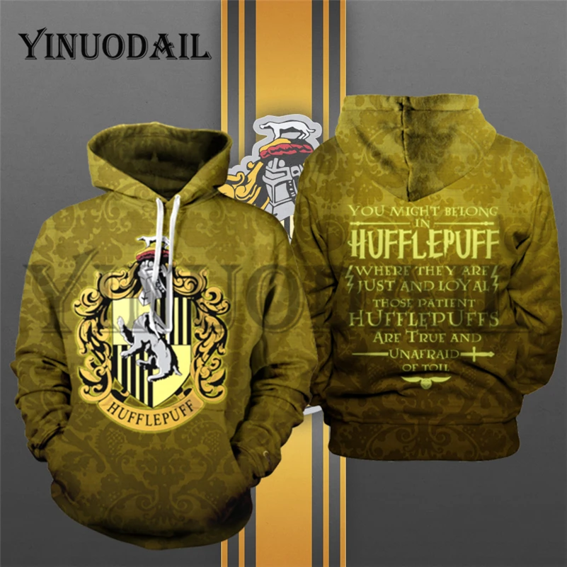 

Wizardry 3D Printed Hoodie with Pocket Ravenclaw Gryffindor for Adult Unisex Sweatshirt Costume Hoodies Sweatshirts Men