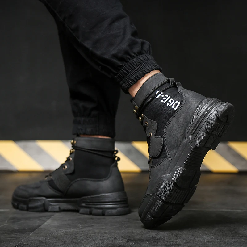 Осенние коричневые мужские ботинки Martens Нескользящие рабочие безопасные