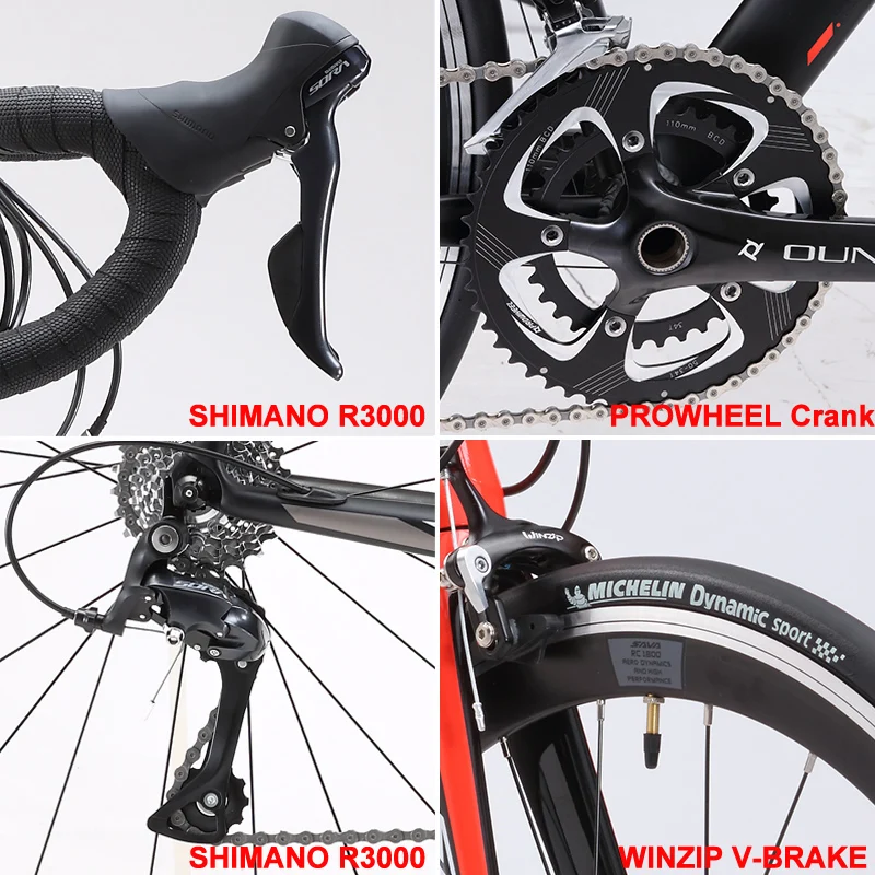 SAVA Racing Road Bike 18 Speeds Road Bicycle Aluminum frame+ Carbon fork Road Bike with SHIMANO SORA 18 Speed Road Bike Bicycle