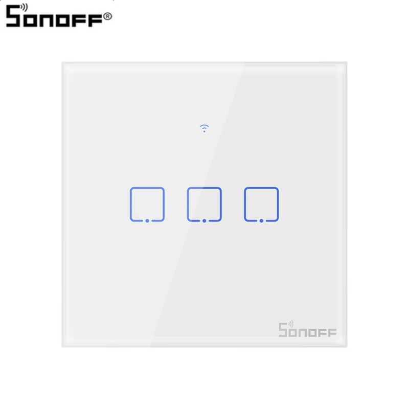 Интеллектуальный выключатель света Sonoff T1 TX умный переключатель с 1/2/3 банды Wi-Fi Панель переключатель для Google Home Alexa домашней автоматизации умного дома, Wi-Fi, Сенсор штепсельная вилка стандартов ЕС и Великобритании