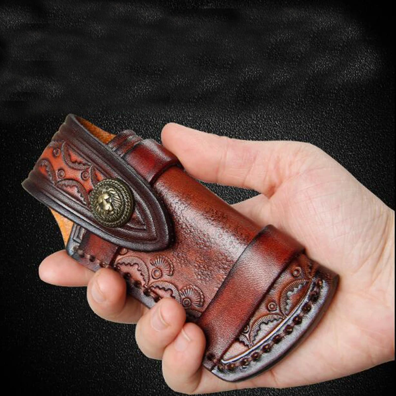 Folding Knife Holder Outdoor Tool Belt Loop Hunt EDC Multi Holster Carry Sheath Leather Scabbard Pouch Bag Pocket