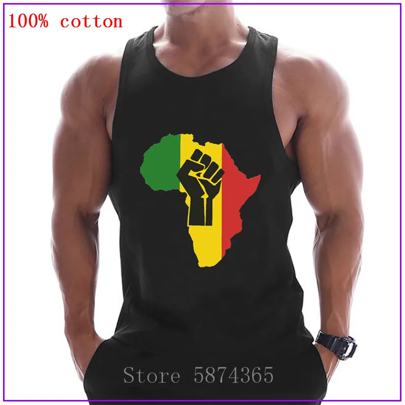 Africa Power Map Fist African Pride 100% хлопок Летние мужские майки для фитнеса бодибилдинга
