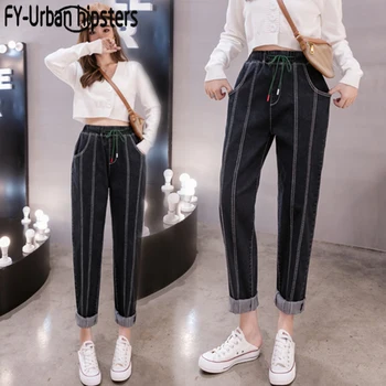 

2019ladies jeans trousers autumn and winter new high waist wild Harlan