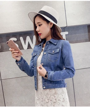 

Denim Jackets Women's Blue Coat 2020 Autumn Denim Jackets for Women Jeans Single Breasted Denim Coats Female Feminine Clothing