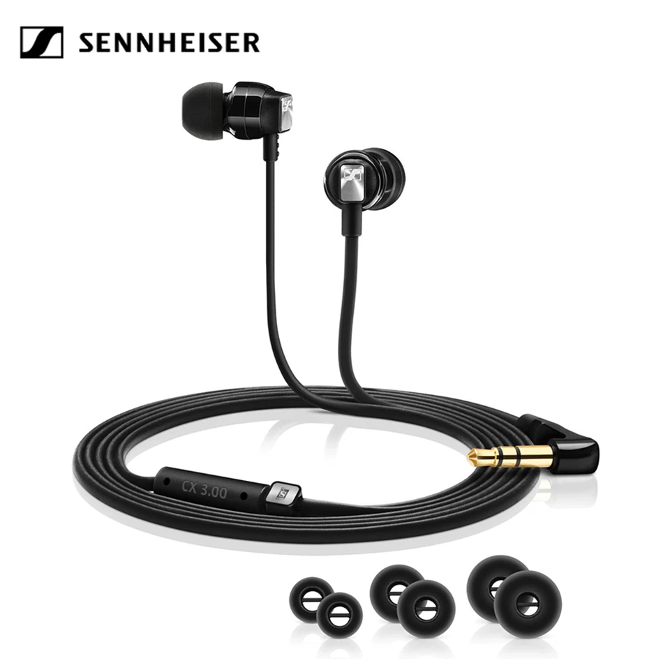 Оригинальные наушники Sennheiser CX3.00 с глубоким басом, 3,5 мм, стерео гарнитура, спортивные наушники, HD разрешение, наушники для iPhone Androd - Цвет: Black