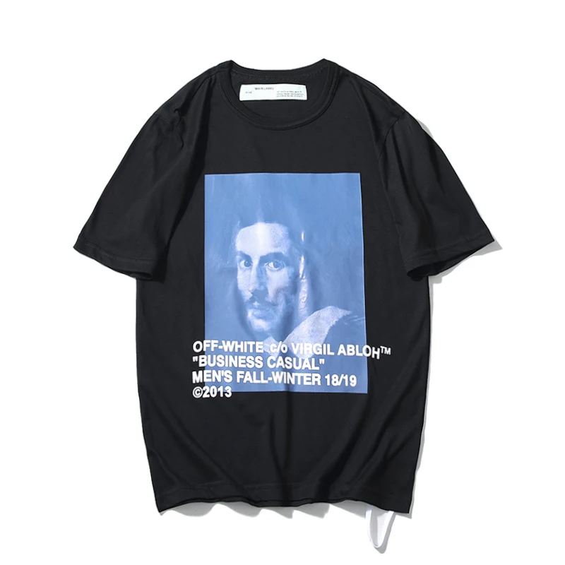 19ss Off-White C/O VIRGIL ABLOH OW религиозная, портретная Мужская/Женская хлопковая модная футболка унисекс с круглым вырезом и короткими рукавами