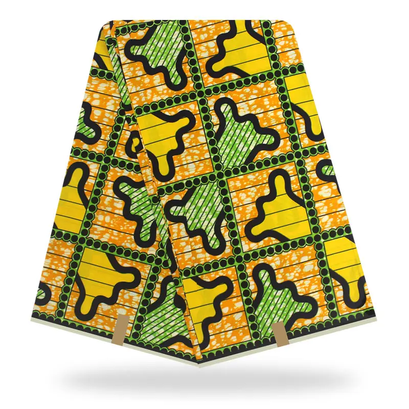 

Yellow Color Veritable Wax Dutch Guaranteed Real Wax 6yards African Ankara Sewing Fabric 100% Cotton for Party Dress Y90814-12