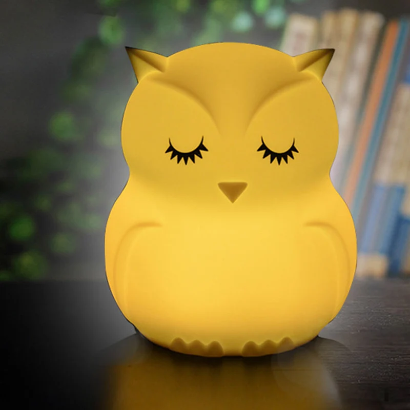 Cute Owl Cartoon LED Lamp Colorful  Creative Silicone Night Light Children's Toy Lamp Bedroom Decoration USB charging Light