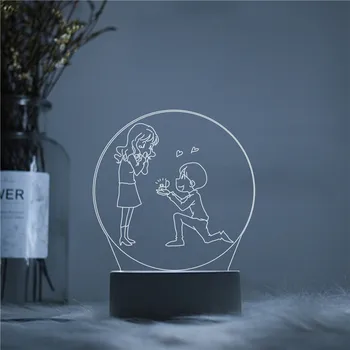 

LED 3D Love Down On One Knee Romantic Marriage Proposal Diamonds Acrylic Night Lamp Light Touch Remote Lamps Lights Decoration