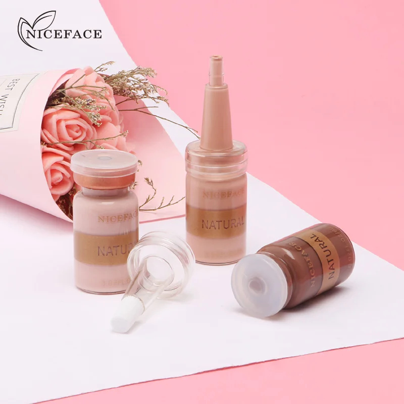 NICEFACE 5 Colors Liquid Full Cover Concealer Foundation Mineral Facial Base Cream Coverage Brighten Moisturizer Makeup 5