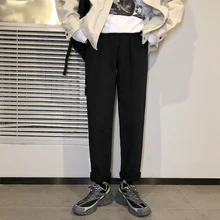 Зимние новые бархатные плотные спортивные штаны, мужские Модные однотонные повседневные штаны, мужские уличные свободные прямые брюки в стиле хип-хоп