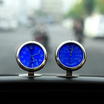 

Car Ornament Creative Luminous Clock Thermometer Fashion Automobile Auto Interior Digital Pointer Watch Decoration Accessories