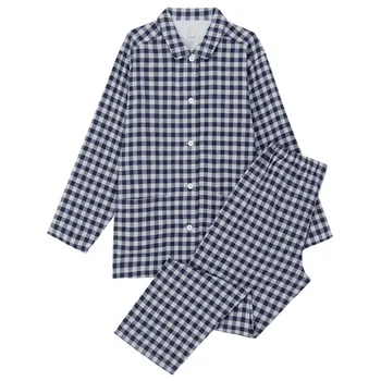 

Spring Autumn Couple's Pajamas Set Full Sleeve Cotton Top Trousers Basic Style Men Women Plaid Sleepwear Pyjamas Loungewear