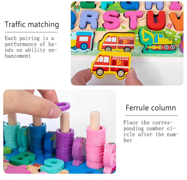 infantil de madeira letras números de bloco de construção brinquedo educacional