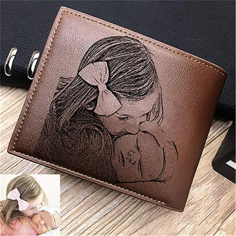 Billeteras personalizadas de cuero PU para hombre, billetera con grabado de alta calidad, monedero pequeño, regalo de lujo para hombre