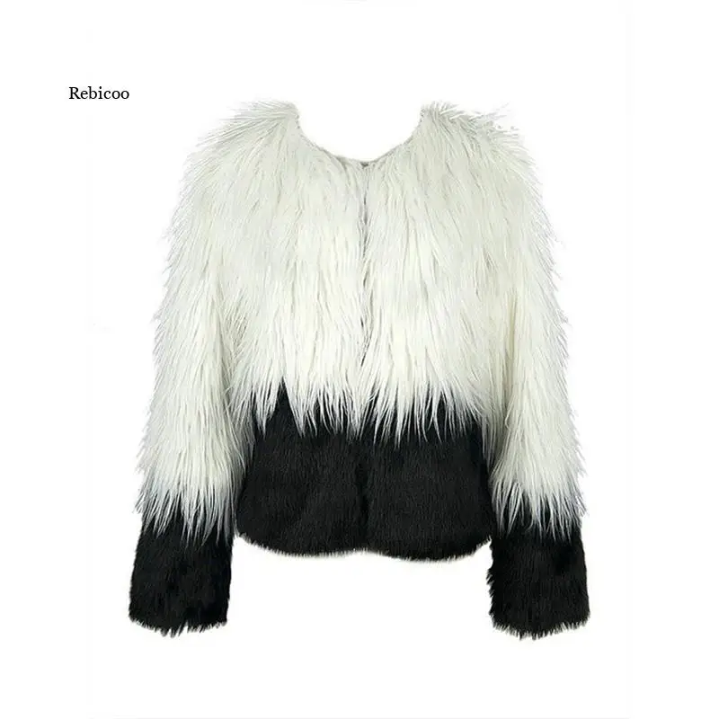 

Женское теплое пальто из искусственного лисьего меха, толстые зимние женские пальто с длинным рукавом, модная пушистая одежда, мягкая верхняя одежда с круглым вырезом