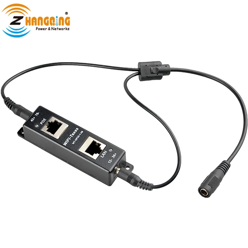 

60W Single port Gigabit PoE Injector With "Y" Cable for big Power, Power and Data shared all on 4 pairs PoE+ Dual LED