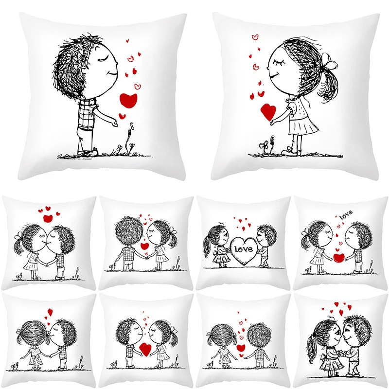 Muebles y accesorios de jardín Fundas muebles de jardín Hearts Geometrical Love Valentine Black&White Mint PeachThrow Funda de Almohada Sofá Funda de cojín Decoración del hogar 18 x 18 Pulgadas
