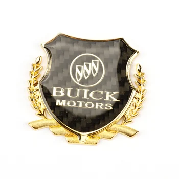 

1PC 4D Carbon Fiber Style Golden Metal Window Body Sticker Badge Car Emblem Thin Decal Styling Decor For Buick Motor