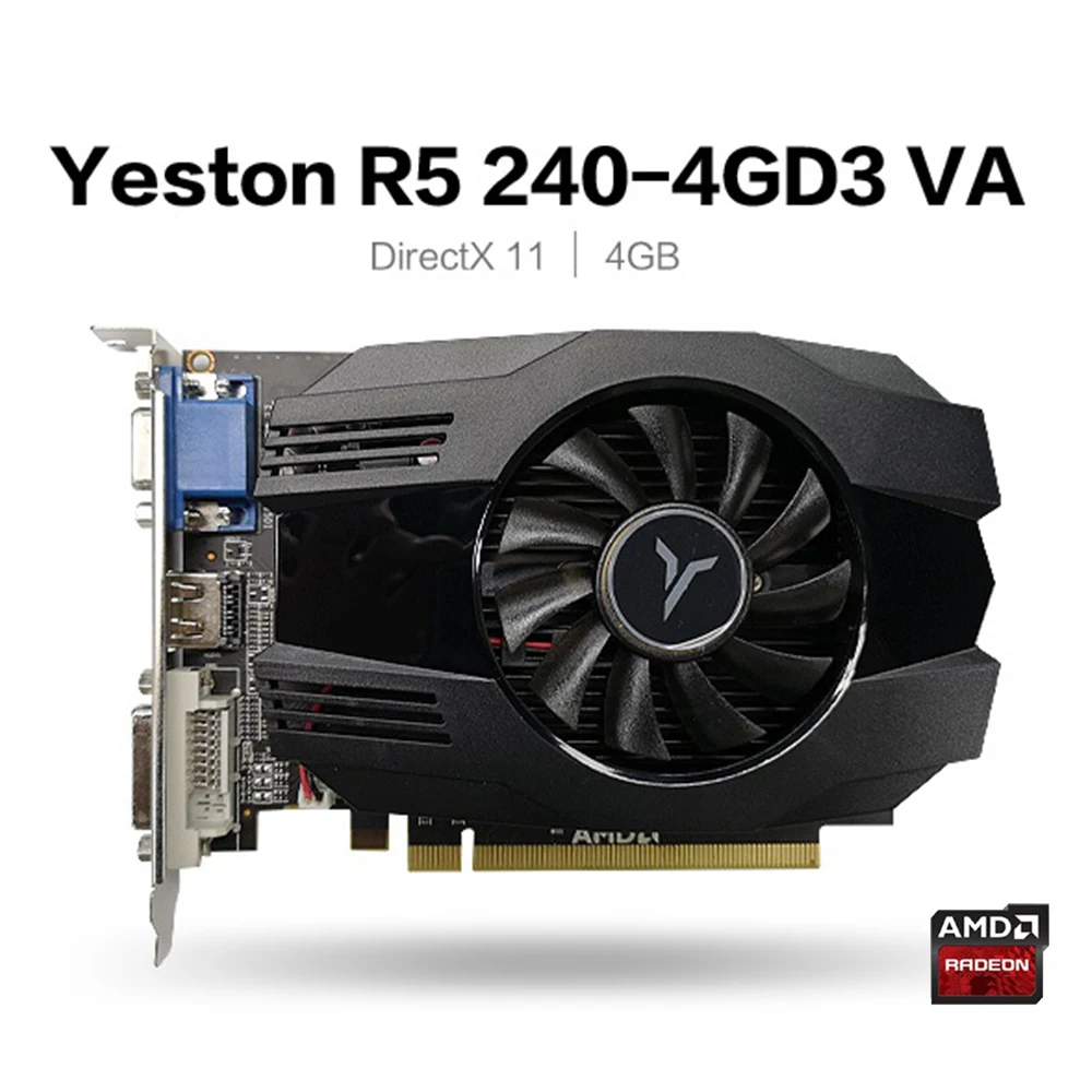 Видеокарта Yeston Radeon R5 240 GPU 4 Гб GDDR3 64 бит для игрового настольного ПК видеокарты с