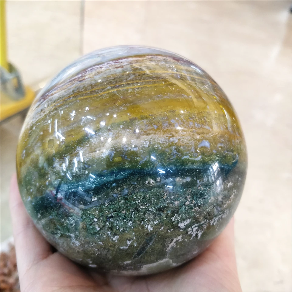 Large Size Natural Ocean Jasper Ball Scenery Stone Crystal
